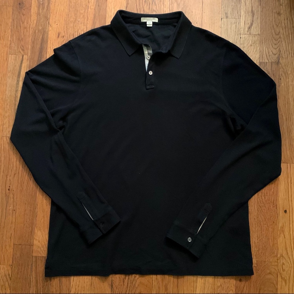 Burberry Brit Black/Nova check long slv pique polo